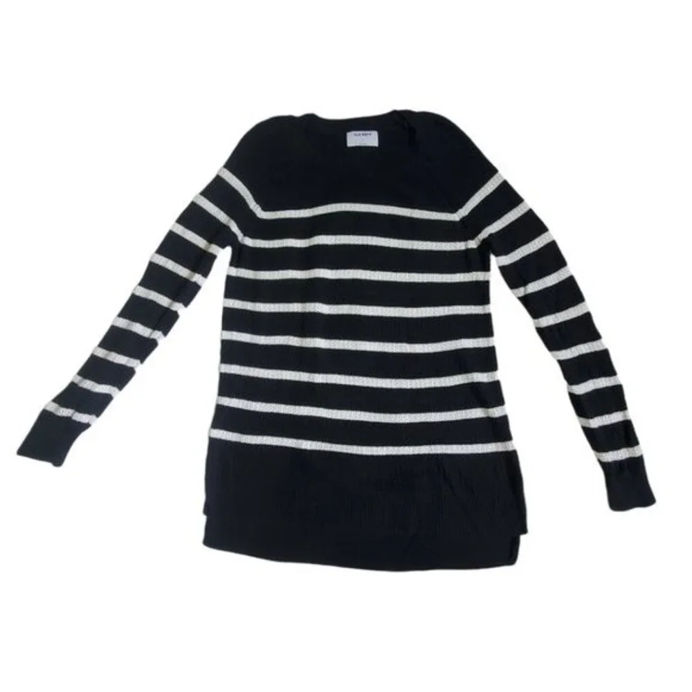 Old Navy Black And White Textured Crewneck Sweater sz M